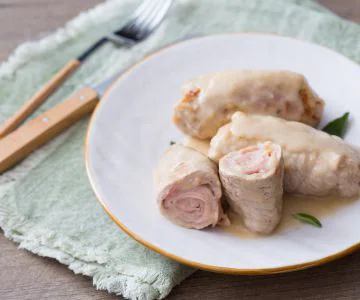 Ham and cheese-filled veal rolls