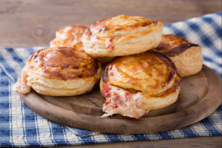 Rustici leccesi (Puff pastry with mozzarella and tomato)