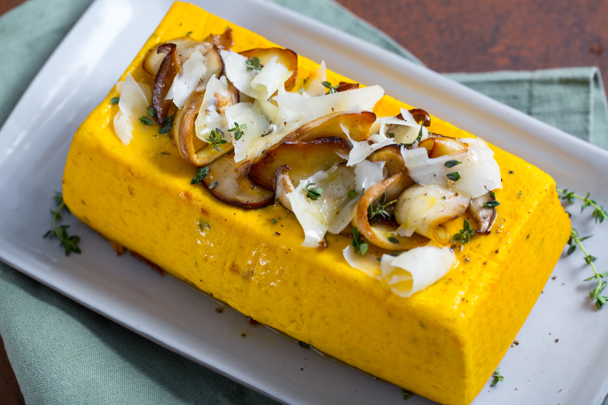 Pumpkin and porcini mushroom flan