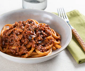 Pici with Mushroom and Walnut Bolognese