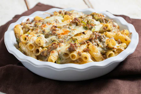 Macaroni Pie with Sausage and Artichokes