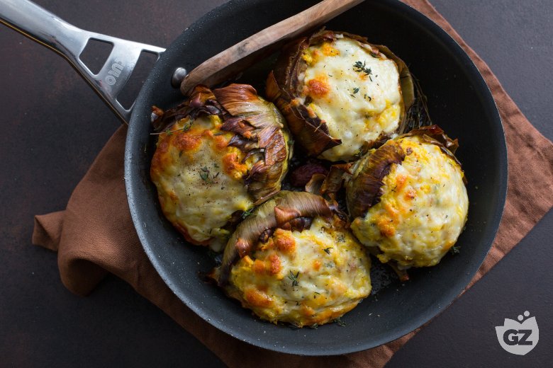 Egg and Cheese Stuffed Artichoke
