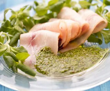 Swordfish Carpaccio with Green Mustard Sauce