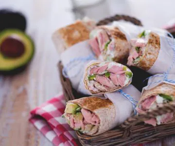 Tuna and Avocado Wrap with Yogurt and Daikon Sauce