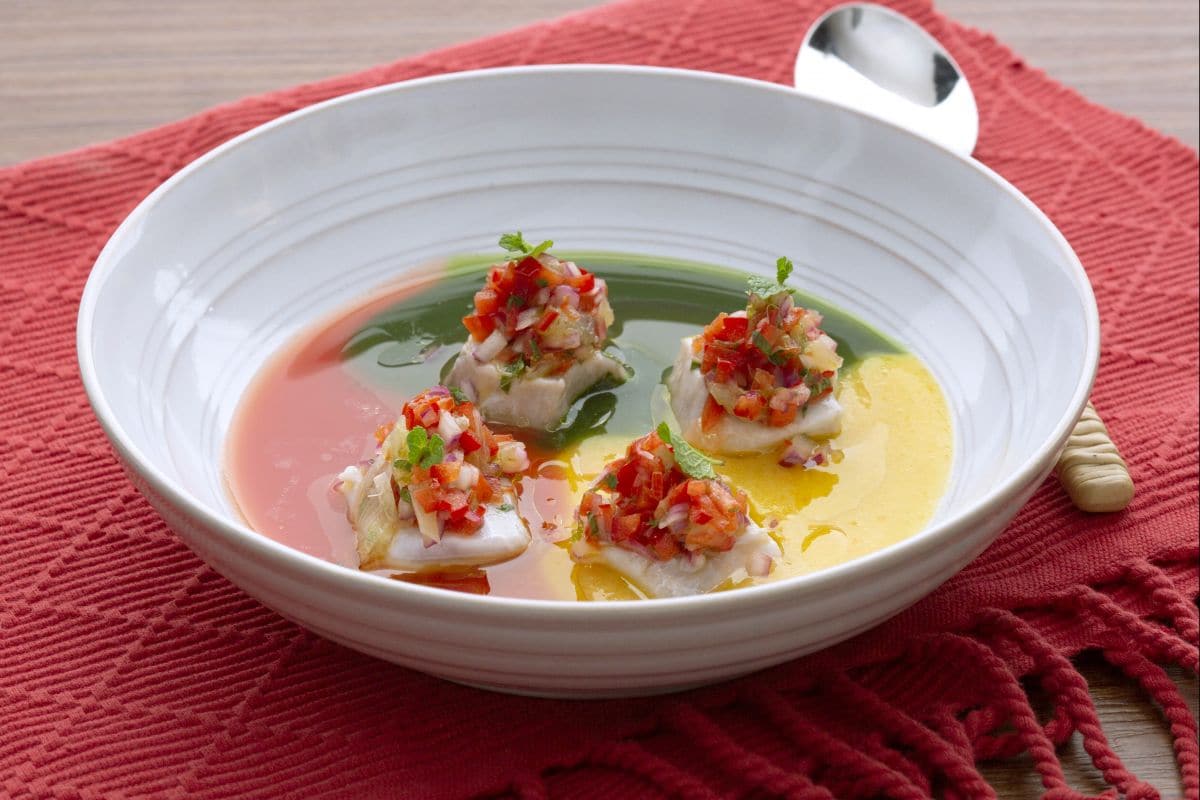 Amberjack Ceviche with Cherry Tomato Puree