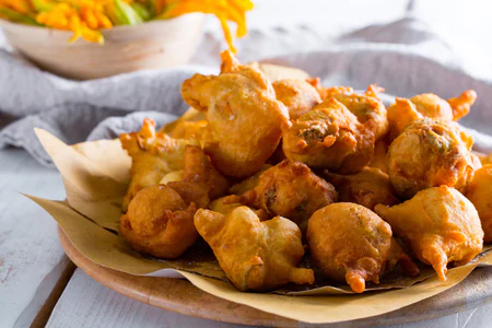 Fritters with Pumpkin Blossoms (Sciurilli)