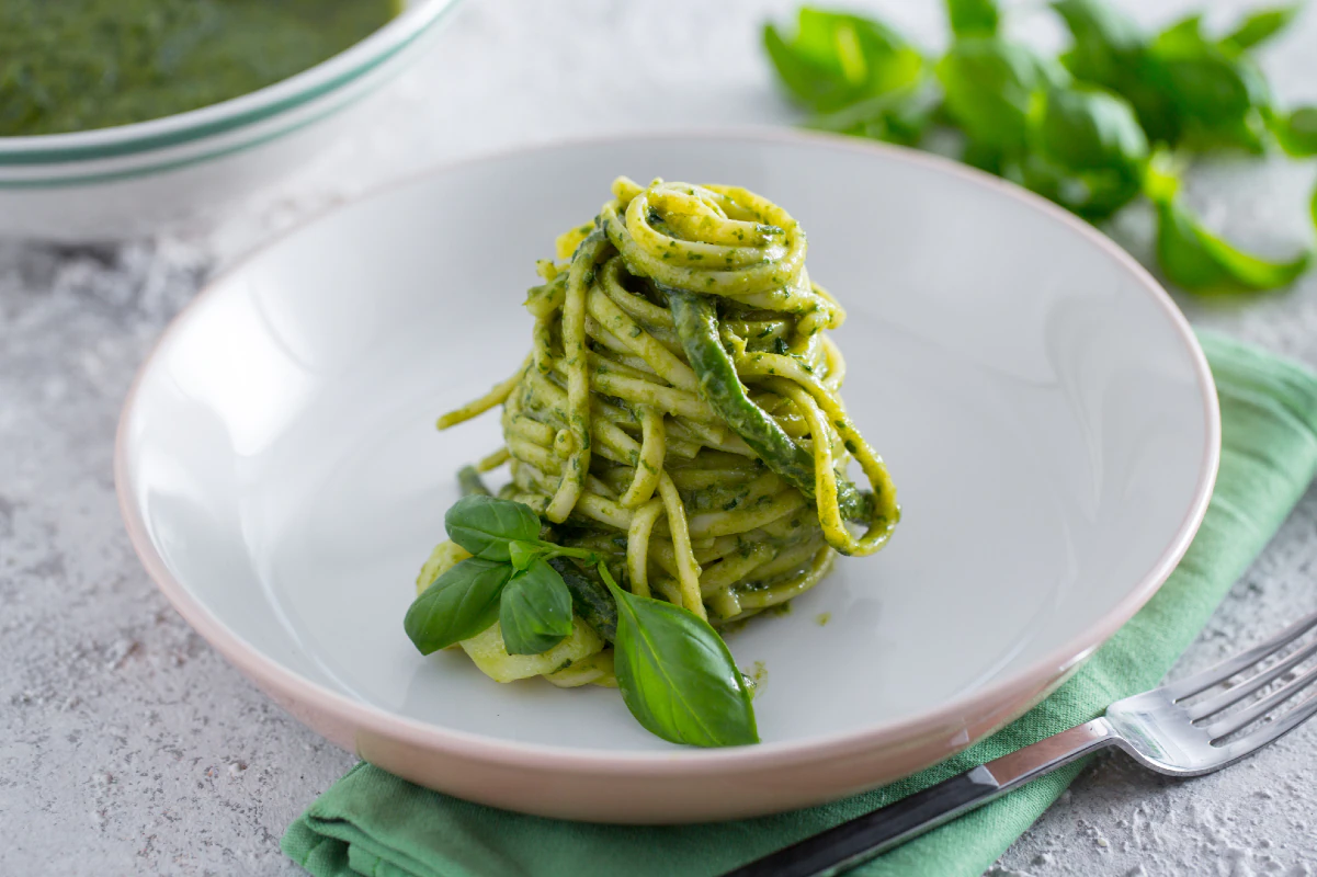 Trenette with Pesto, Potatoes, and Green Beans