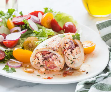 Stuffed Squid with Feta and Cherry Tomatoes