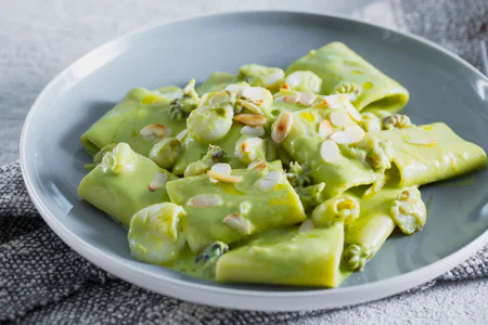 Paccheri with Cuttlefish and Peas