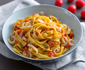 Tagliatelle with Squid and Cherry Tomatoes