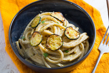 Creamy Bucatini with Zucchini and Mint