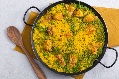 Chicken, Pepper, and Pea Paella