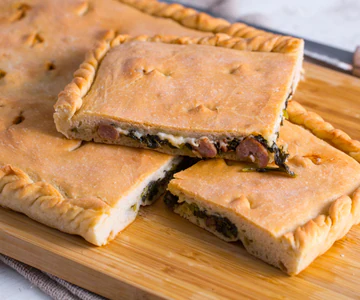 Stuffed Focaccia with Broccoli Rabe and Sausage