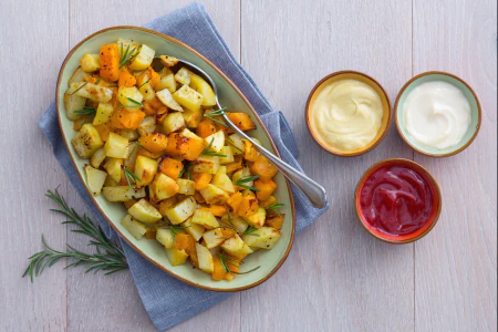 Baked Pumpkin and Potatoes