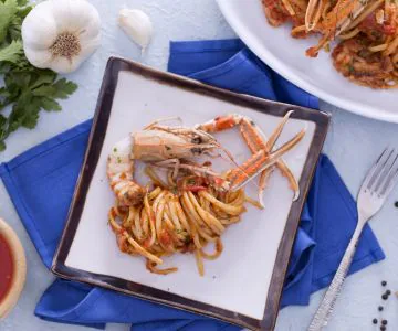 Linguine scampi e cognac