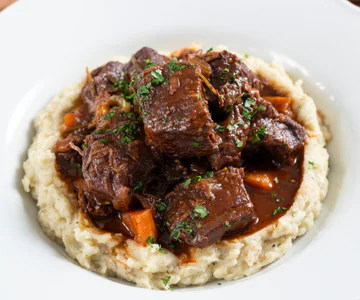 Braised Beef with Black Truffle Mashed Potatoes