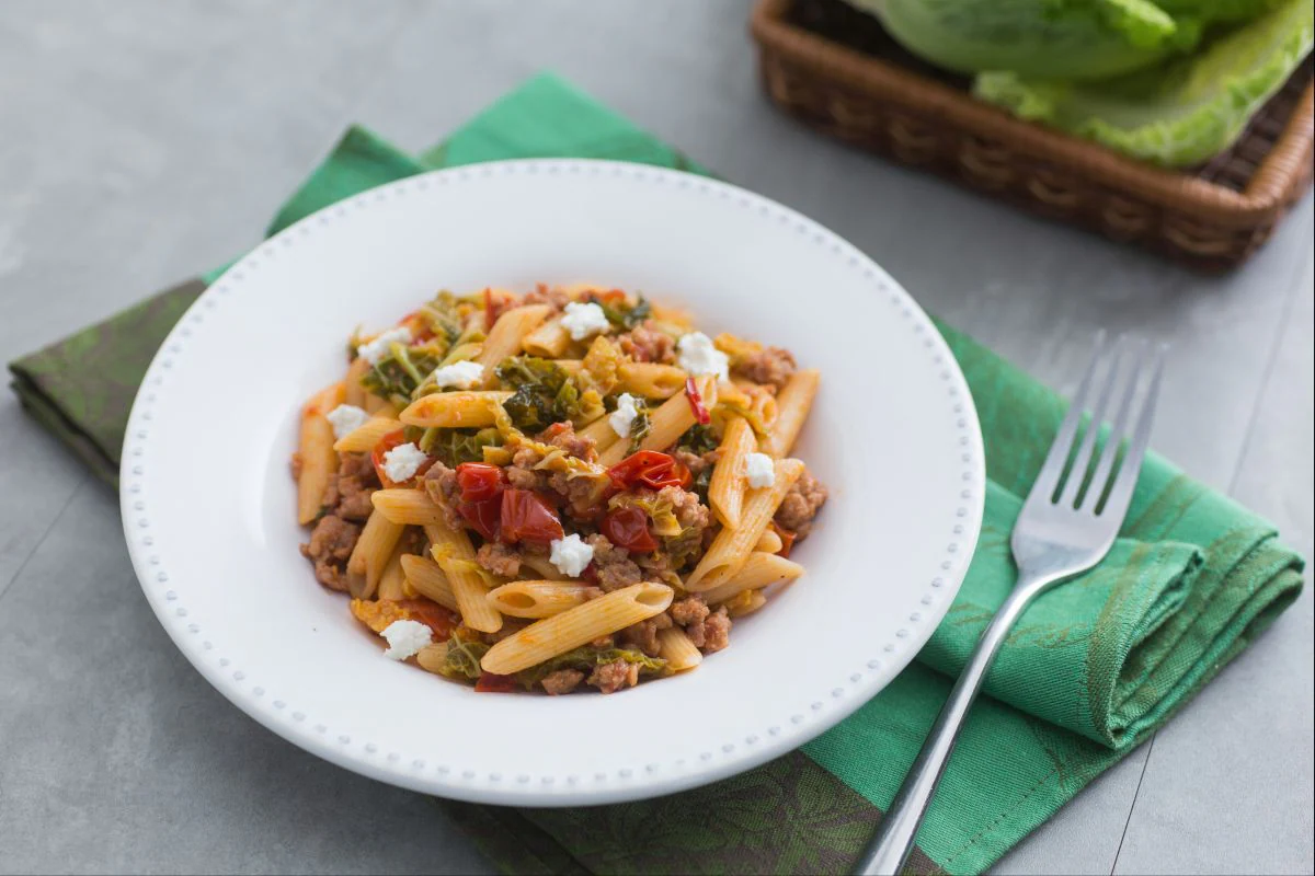 Pasta with Cabbage and Sausage