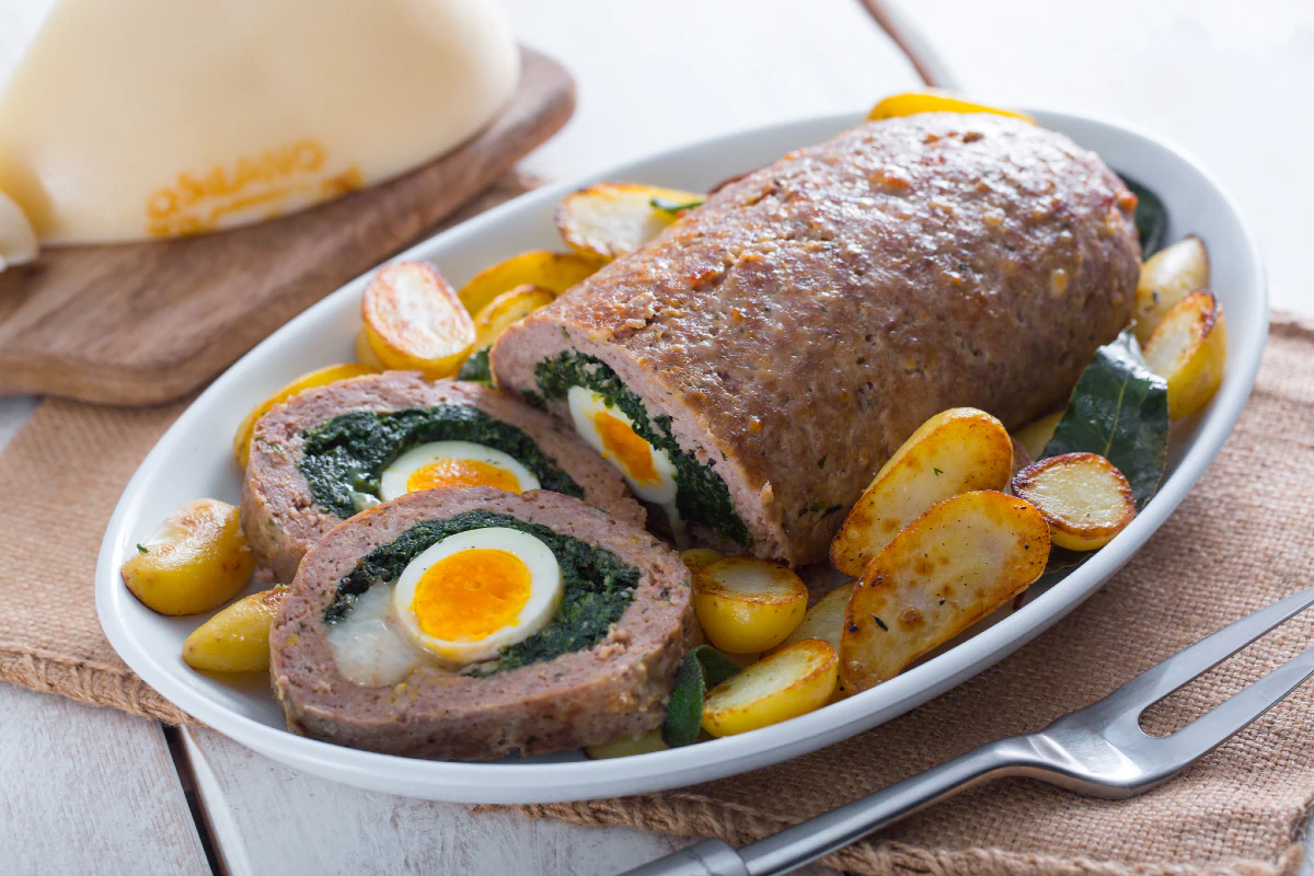 Meatloaf stuffed with spinach and caciocavallo