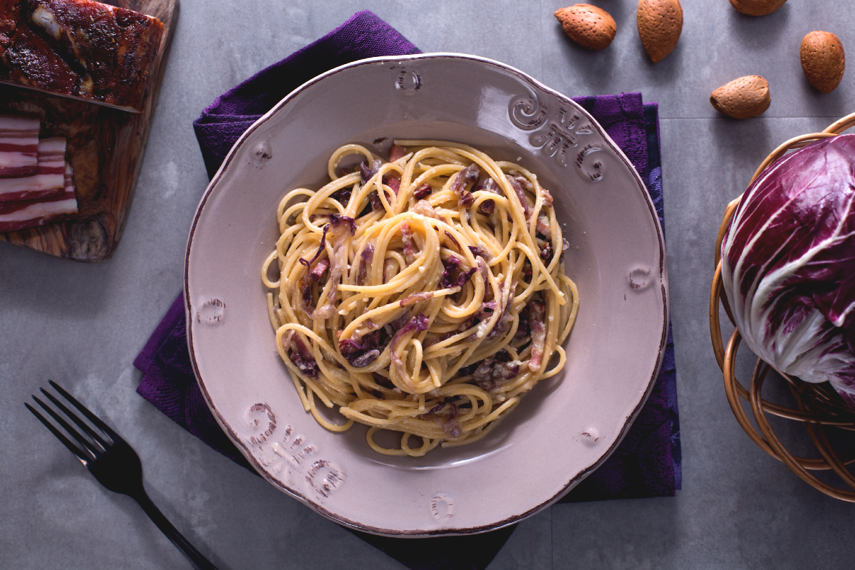 Pasta with Radicchio, Leeks, and Bacon