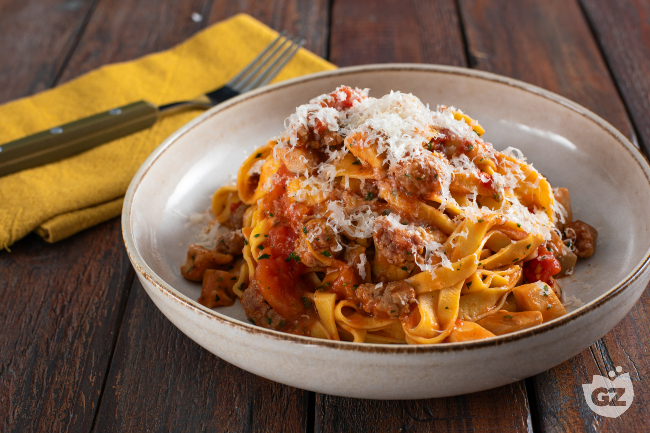 Tagliatelle alla Boscaiola by GialloZafferano | Creamy Mushroom and Sausage Pasta