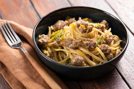 Linguine with Sausage, Leeks, and Fennel