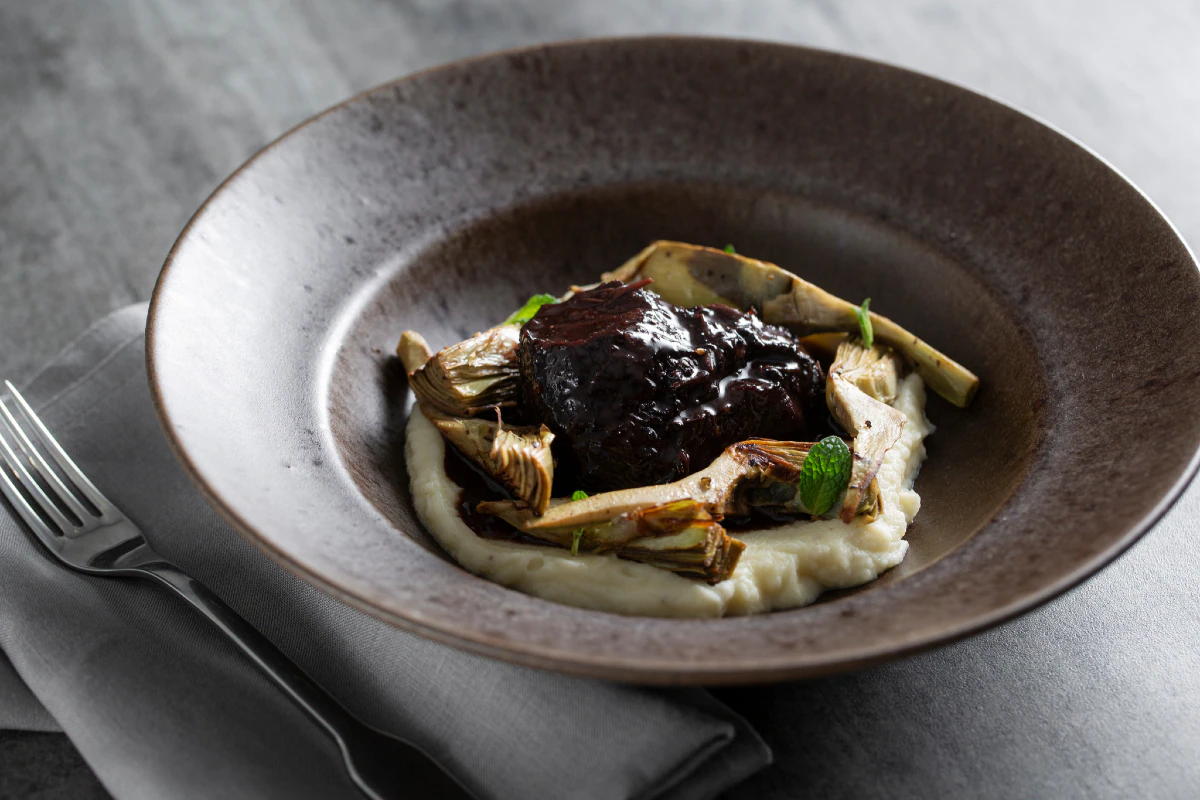 Beef cheek with artichokes