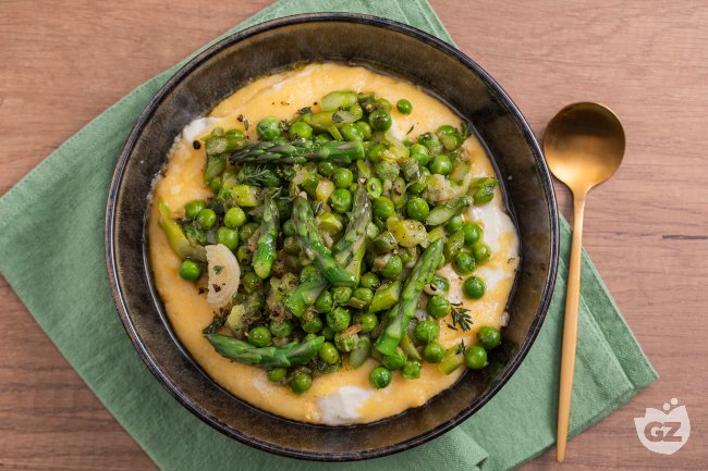 Polenta with Spring Vegetables - Italian recipes by GialloZafferano