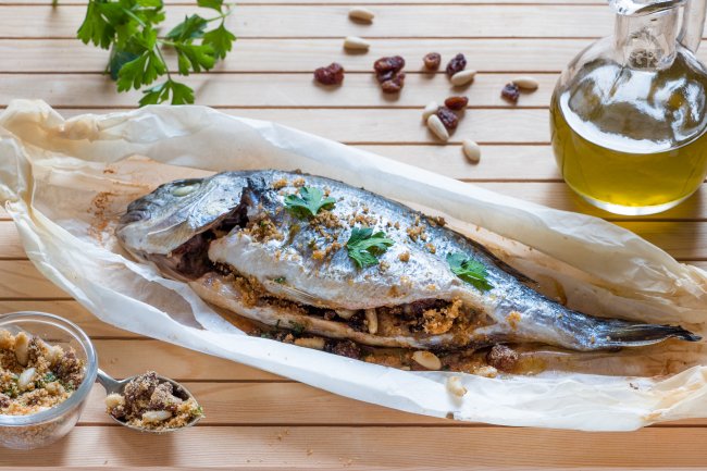 Baked Sea Bream Sicilian Style - Italian recipes by GialloZafferano
