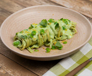 Creamy pasta with fava beans