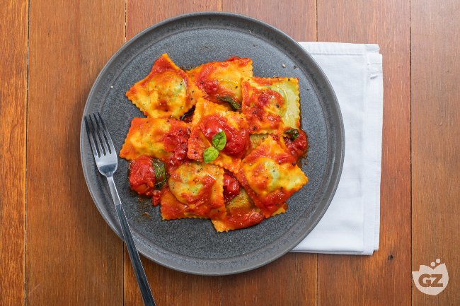Potato and Herb Ravioli with Sauce - Italian recipes by GialloZafferano