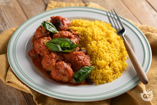 Couscous with Eggplant Meatballs in Sauce - Italian recipes by GialloZafferano