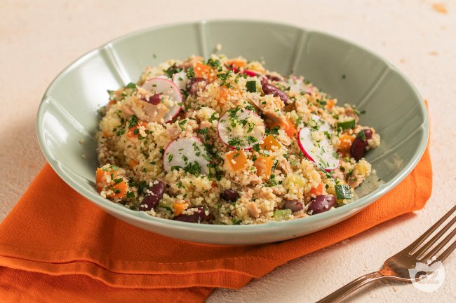 Couscous with Vegetables and Tuna - Italian recipes by GialloZafferano