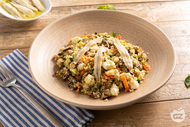 Summer couscous with anchovies and primosale - Italian recipes by GialloZafferano