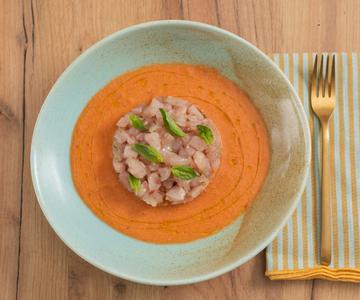 Gazpacho with amberjack tartare