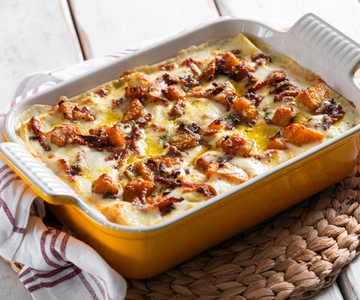 Pumpkin and Speck Lasagna with Taleggio Béchamel
