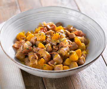 Chestnut Gnocchi with Pumpkin, Gorgonzola & Speck