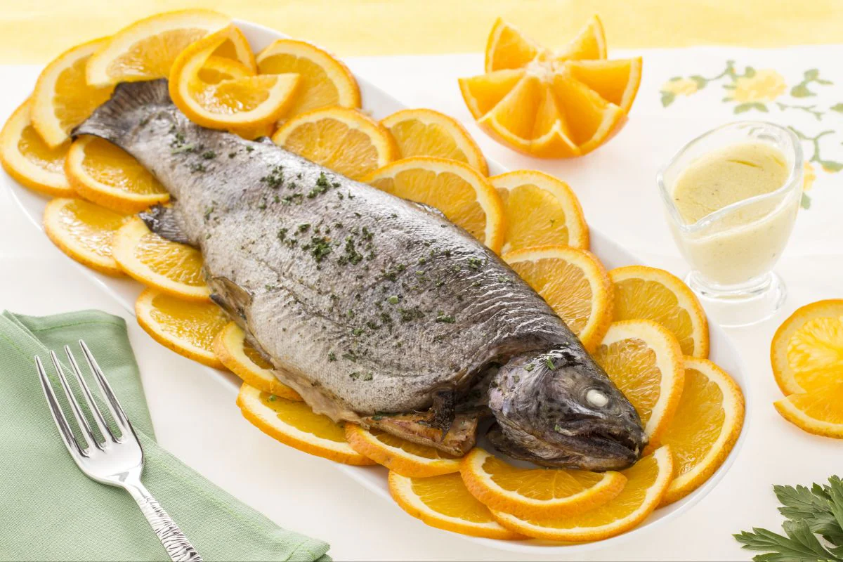 Salmon trout with orange