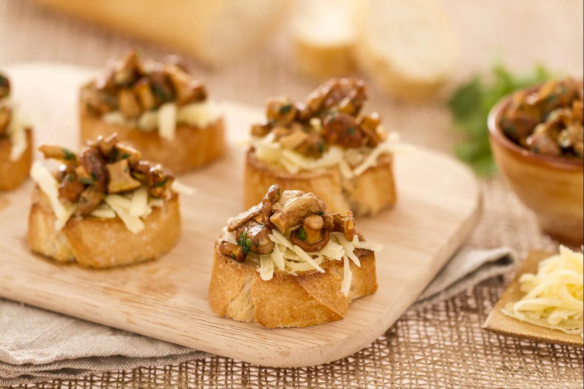 Chanterelle and Gruyere Crostini