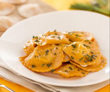 Red ravioli with tomato