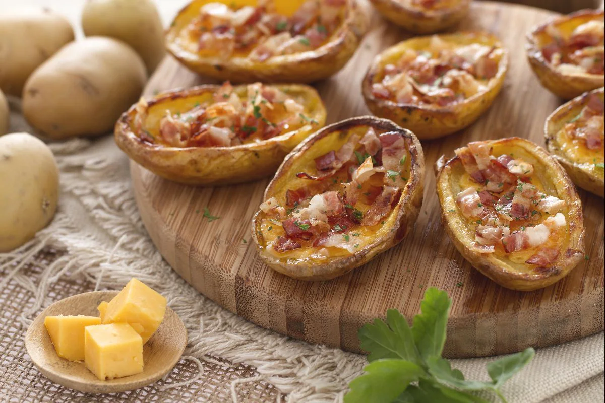 Potato boats with cheddar and bacon