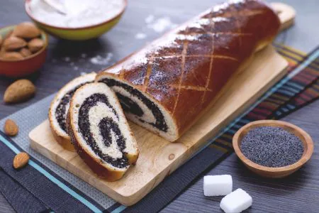 Poppy Seed, Almond, and Marzipan Roll