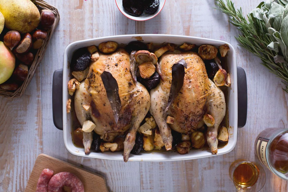 Stuffed Cockerel in Fruit Sauce
