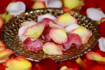 Frosted rose petals