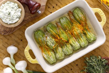 Stuffed Zucchini Flowers with Speck and Mozzarella