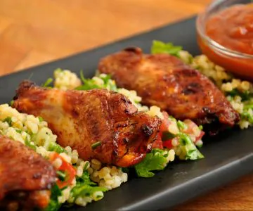 Smoked Chicken Wings with Tabouleh