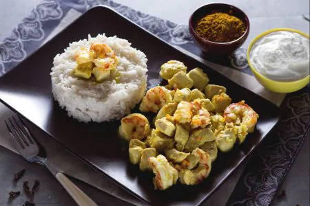 Chicken and Shrimp Curry with Basmati Rice