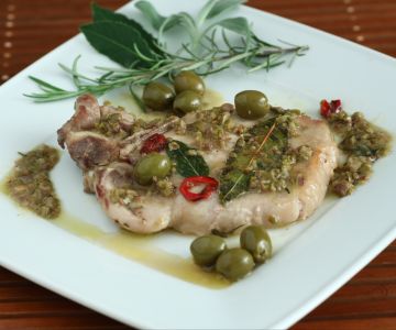 Pork knots with olives