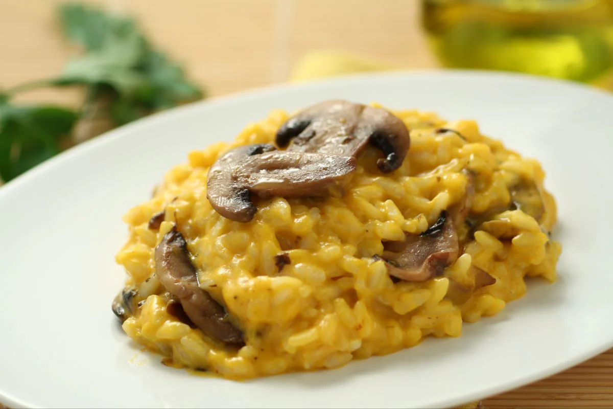 Pumpkin Risotto with Mushrooms and Taleggio