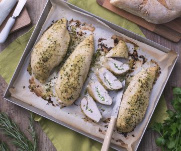 Chicken pockets with baked goat cheese