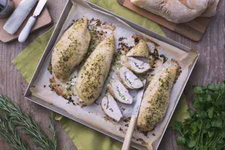 Chicken pockets with baked goat cheese